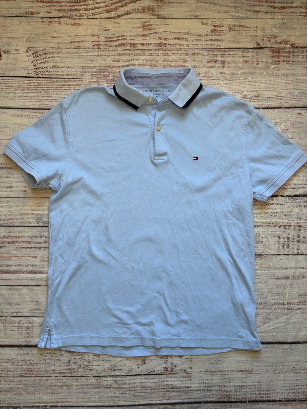 Tommy Hilfiger Pale Blue Polo with Branded Collar